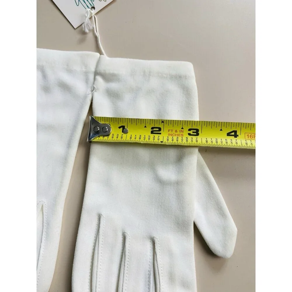 Vintage White Fashion Gloves Magic Motion By Kayser Wrist Length Nylon, Unused